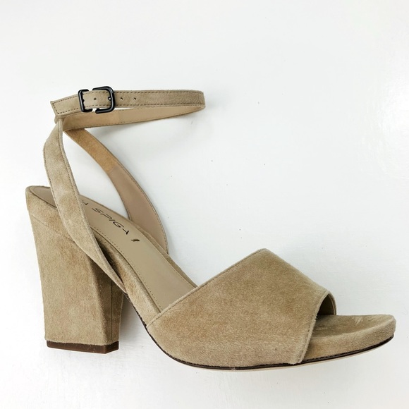 NWOT Via Spiga Piper Ankle Strap Suede Sandals - Picture 2 of 9